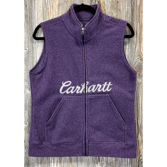 Carhartt For Women Fleece Vest Small 4/6 Full Zip Purple Pockets Cozy Casual - Picture 1 of 11